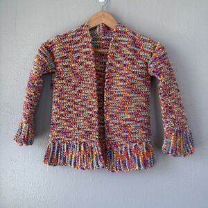 Handmade Look Kids Knit Cardigan 8–10 Multicolor Chunky Sweater